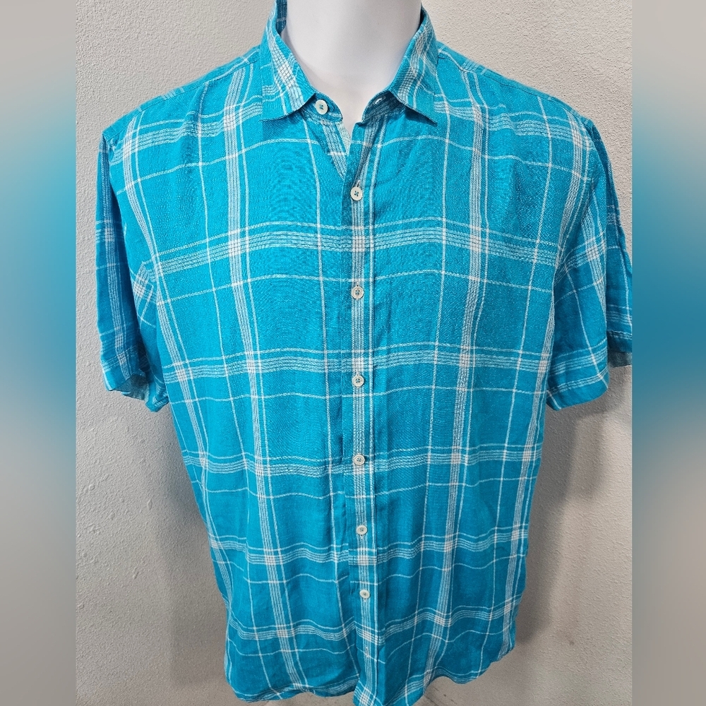 Bugatchi Linen button-down short-sleeve men's XL